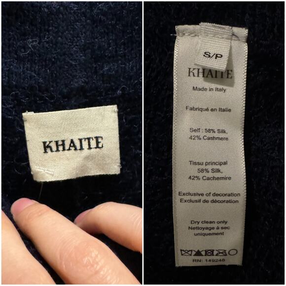 $2400 Khaite Cashmere Silk Cadence Navy Tweed Midi Skirt S Small Blue Fuzzy - Picture 7 of 13